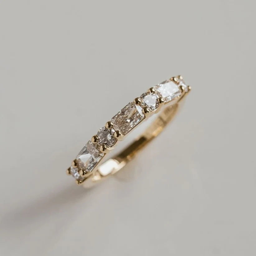 Radiant & Round Alternating Half Eternity Ring