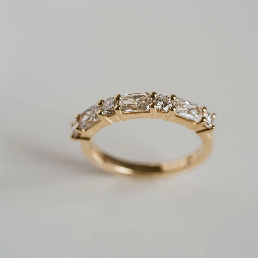 Radiant & Round Alternating Half Eternity Ring