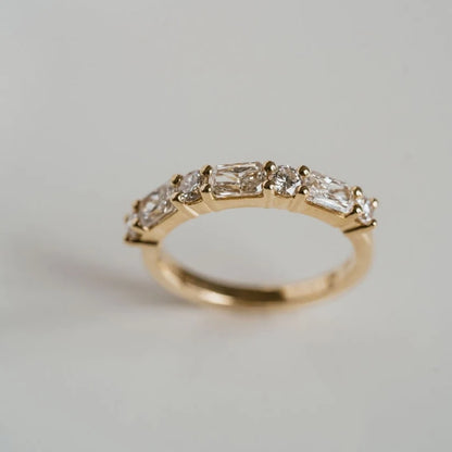 Radiant & Round Alternating Half Eternity Ring