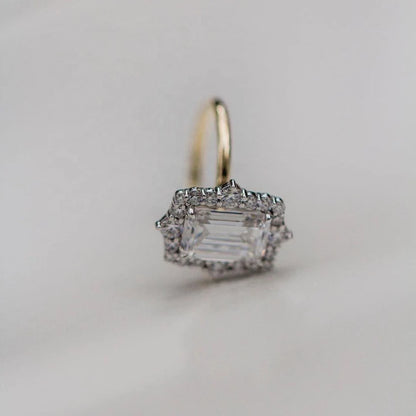 Emerald Cut Halo Diamond Ring | Vintage Style Engagement Ring | perfect for your forever moment
