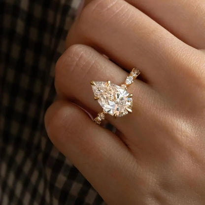 3 CT Marquise Diamond Engagement Ring , Dainty Gold Cluster Ring , Gift For Her