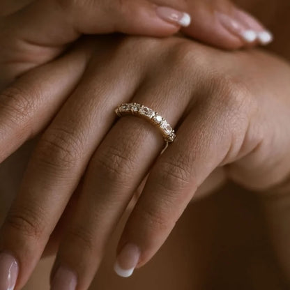 Radiant & Round Alternating Half Eternity Ring