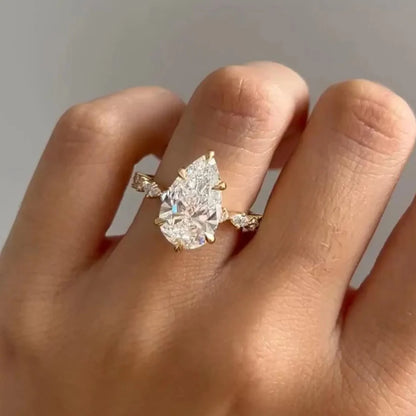 3 CT Marquise Diamond Engagement Ring , Dainty Gold Cluster Ring , Gift For Her
